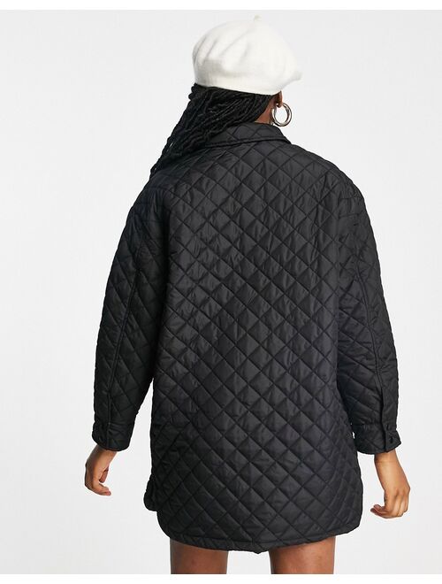 New Look quilted shacket in black