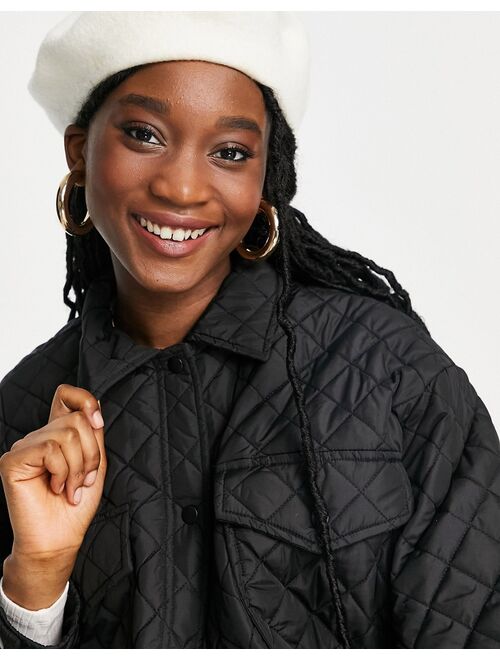 New Look quilted shacket in black