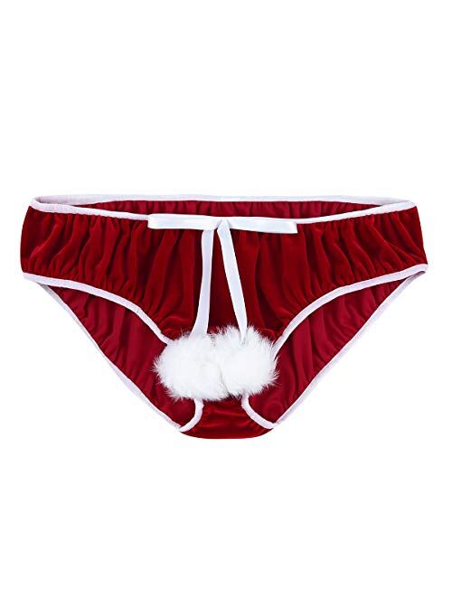 YiZYiF Christmas Holiday Mens G-String Thongs Flannel Christmas Santa Claus Boxer Briefs