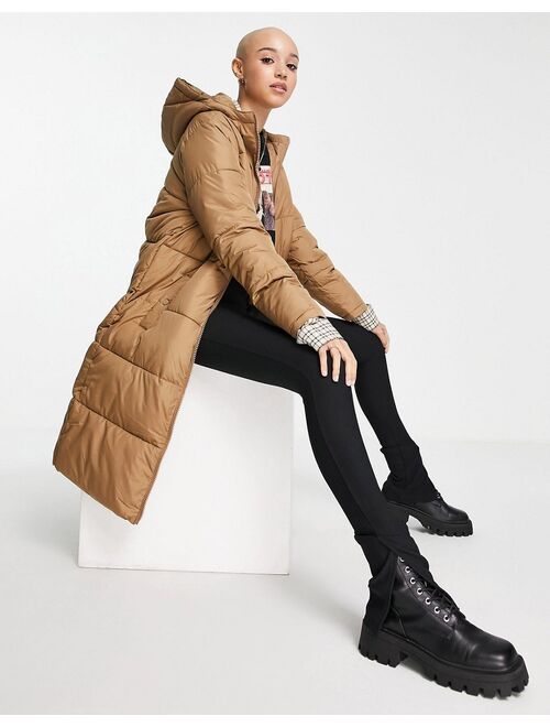 New Look longline puffer in camel