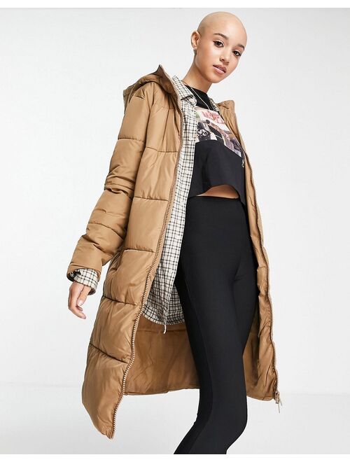 New Look longline puffer in camel