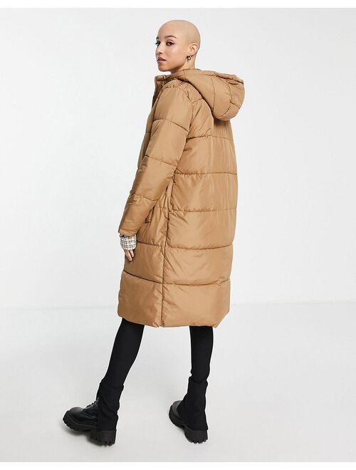 New Look longline puffer in camel