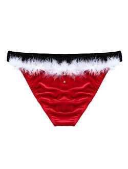 ACSUSS Men's Red Velvet Santa Christmas Sequin Trunk Underwear Fancy Dress Costume