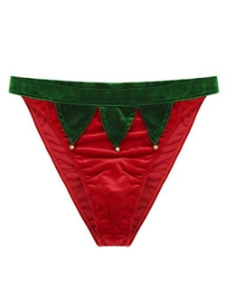 ACSUSS Men's Red Velvet Santa Christmas Sequin Trunk Underwear Fancy Dress Costume