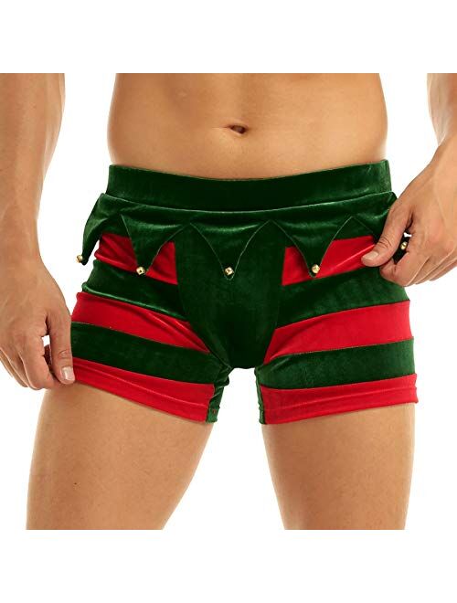 iEFiEL Mens Flannel Christmas Santa Claus Costume Festival Holiday Boxer Shorts Underwear Trunks Underpants