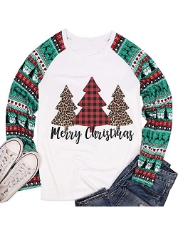 T&Twenties Women's Christmas Gnome Shirt Cute Raglan Baseball Gnome T Shirts Christmas Short Sleeve Long Sleeve 3/4 Tees