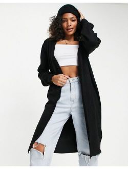 New Look paperbag tie waist straight leg pants in black