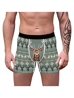 Christmas Underwear for Men Boxers Briefs Panties Funny Xmas Holiday Snowman Novelty Underpants