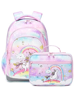 Abshoo Cute Kids Backpack For Girls Kindergarten Elementary Unicorn School Backpacks Set with Lunch Box (Unicorn Teal)