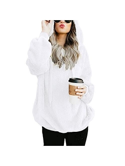 American Trends Oversized Sweatshirts for Women Athletic Womens Sherpa Hoodie Fluffy Women's Hoodies Pullover with Pockets