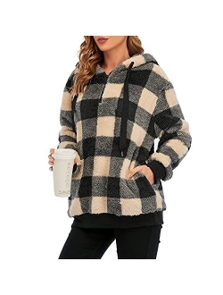 American Trends Oversized Sweatshirts for Women Athletic Womens Sherpa Hoodie Fluffy Women's Hoodies Pullover with Pockets