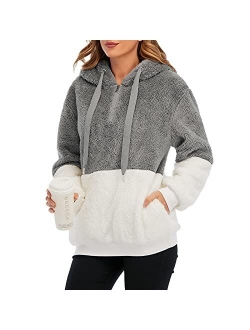 American Trends Oversized Sweatshirts for Women Athletic Womens Sherpa Hoodie Fluffy Women's Hoodies Pullover with Pockets