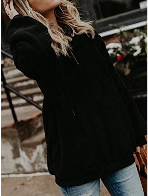 American Trends Oversized Sweatshirts for Women Athletic Womens Sherpa Hoodie Fluffy Women's Hoodies Pullover with Pockets