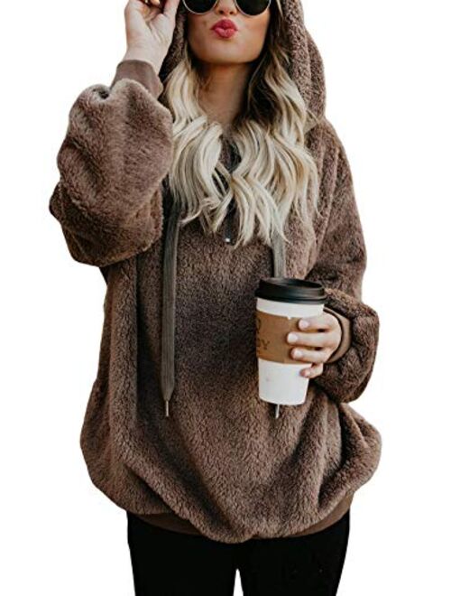 American Trends Oversized Sweatshirts for Women Athletic Womens Sherpa Hoodie Fluffy Women's Hoodies Pullover with Pockets