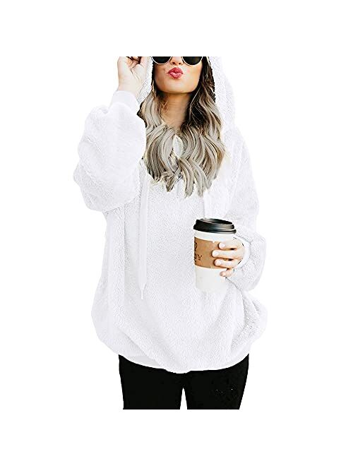 American Trends Oversized Sweatshirts for Women Athletic Womens Sherpa Hoodie Fluffy Women's Hoodies Pullover with Pockets