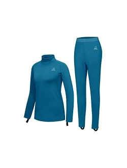 Dasawamedh Women's Fleece Thermal Underwear Set Lightweight Warm Base Layers Long Johns for Hiking Skiing Diving