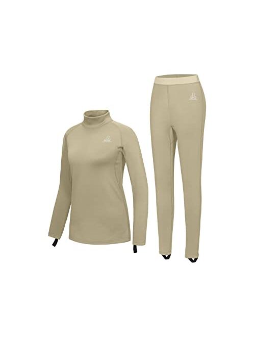 Dasawamedh Women's Fleece Thermal Underwear Set Lightweight Warm Base Layers Long Johns for Hiking Skiing Diving