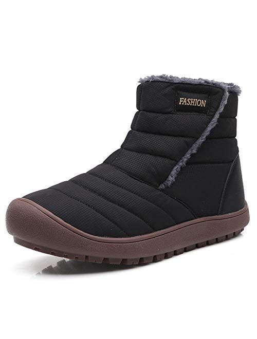 Dacomfy Men's Winter Boots Fur Lined Snow Boots Waterproof Outdoor Slip-on Sneakers Anti-Slip Warm Winter Shoes