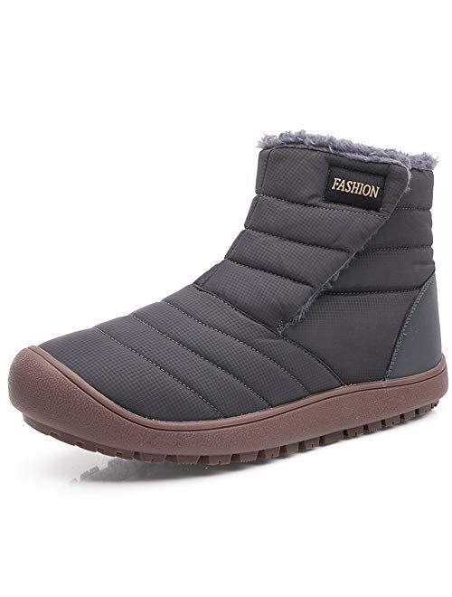 Dacomfy Men's Winter Boots Fur Lined Snow Boots Waterproof Outdoor Slip-on Sneakers Anti-Slip Warm Winter Shoes