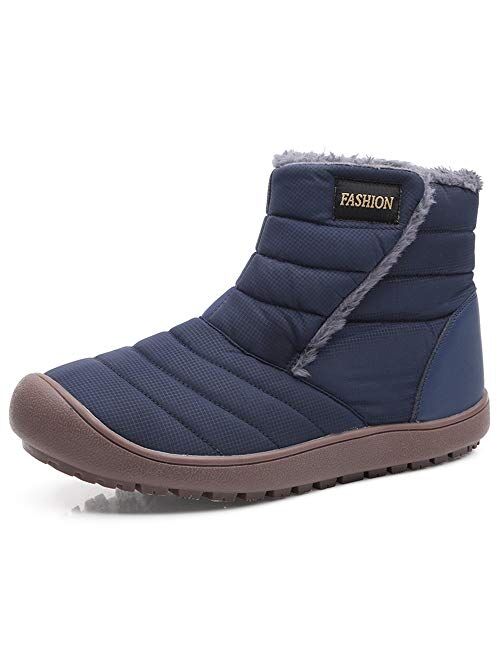 Dacomfy Men's Winter Boots Fur Lined Snow Boots Waterproof Outdoor Slip-on Sneakers Anti-Slip Warm Winter Shoes