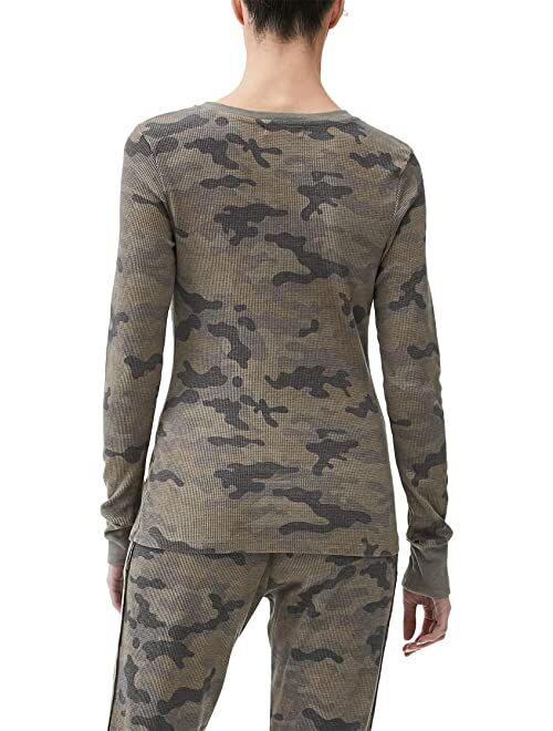 Michael Stars Juliet Camo Printed Thermal Long Sleeve Crew Neck