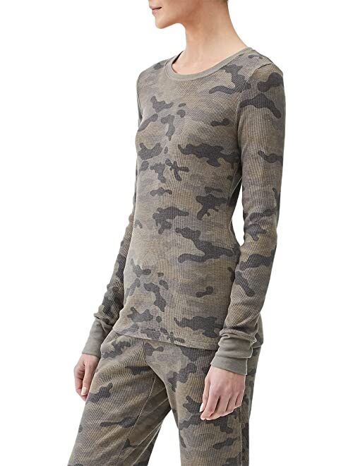 Michael Stars Juliet Camo Printed Thermal Long Sleeve Crew Neck