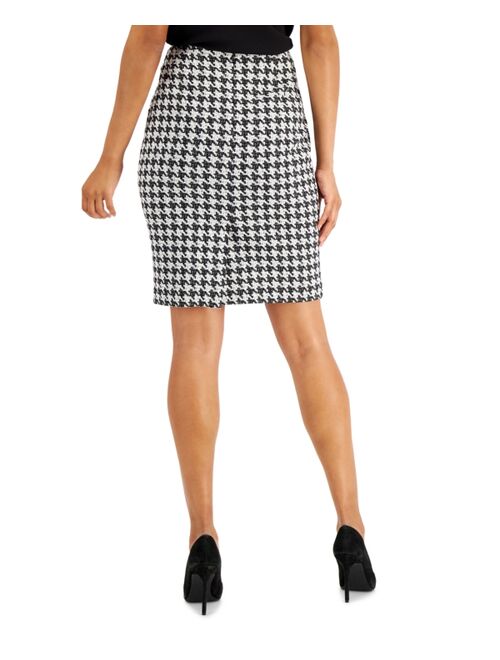 Kasper Houndstooth-Print Pencil Skirt