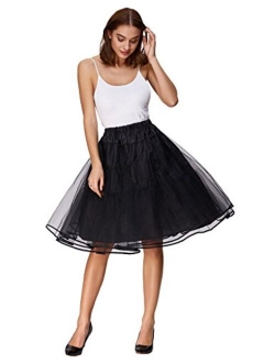 Women's 50s Petticoat Skirts Tutu Crinoline Underskirts Knee Length