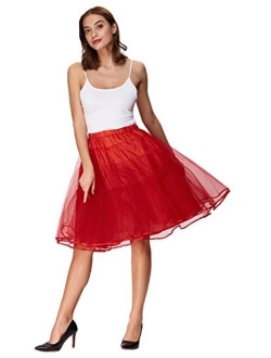 Women's 50s Petticoat Skirts Tutu Crinoline Underskirts Knee Length