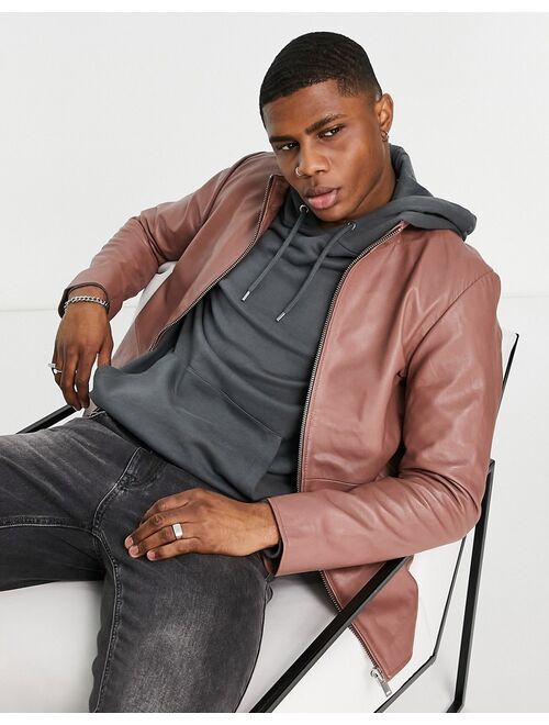 Bolongaro Trevor Carter funnel neck leather jacket