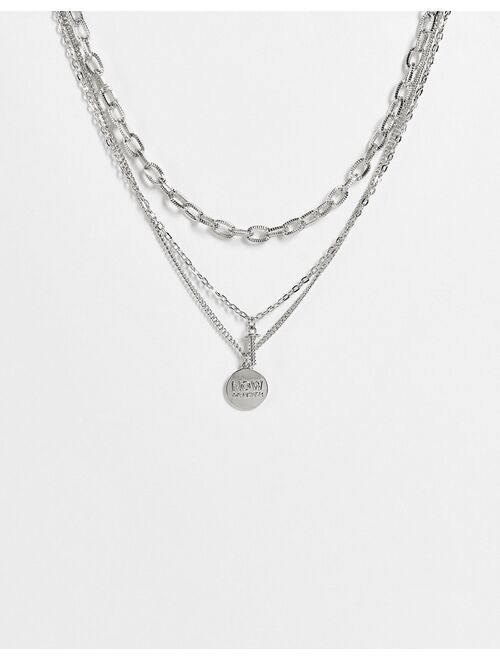 Bershka layered chain necklaces in silver