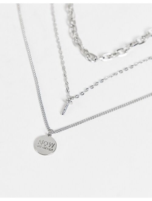 Bershka layered chain necklaces in silver