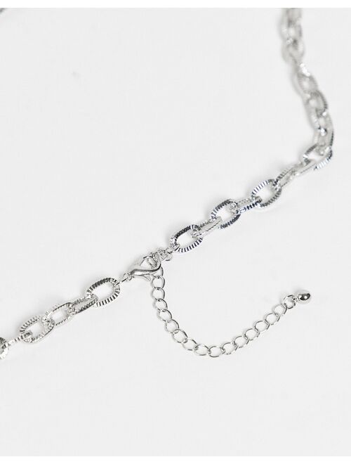 Bershka layered chain necklaces in silver