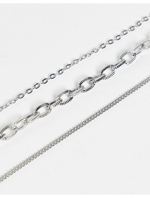 Bershka layered chain necklaces in silver