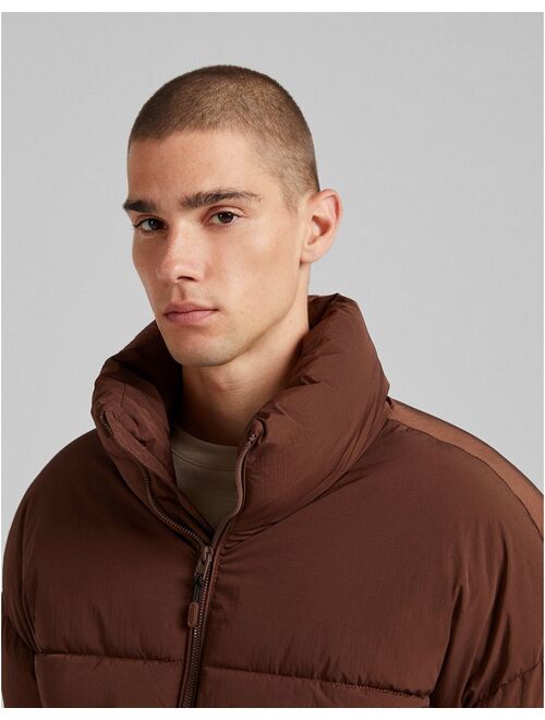 Bershka puffer jacket in brown