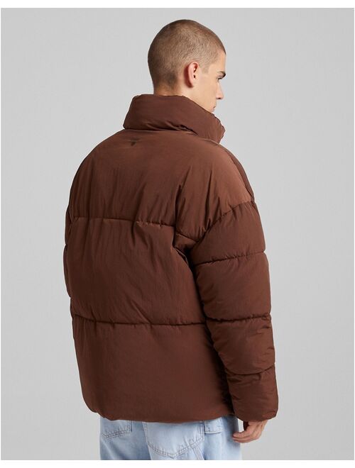 Bershka puffer jacket in brown