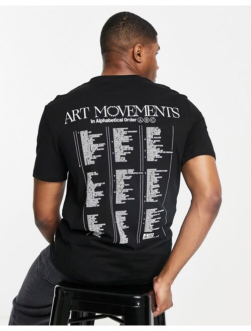 Bershka art print t-shirt in black