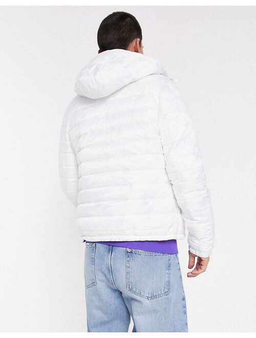 Bershka quilted hooded jacket in white