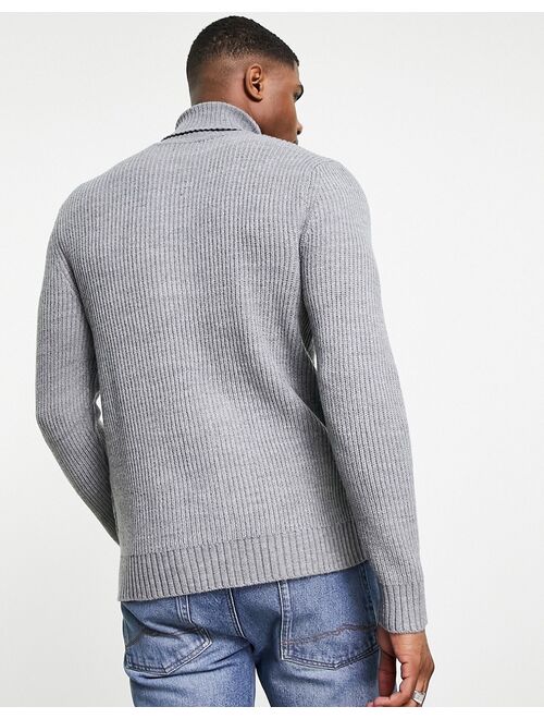 Bershka roll neck sweater in gray