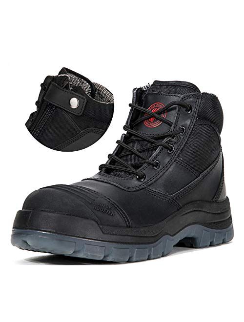 ROCKROOSTER Mens Zipper Steel Toe Work Boots