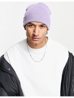knit beanie in lilac