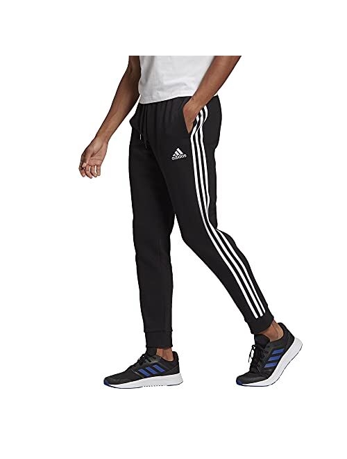 adidas Men's Essentials Fleece Tapered Cuff 3-Stripes Pants