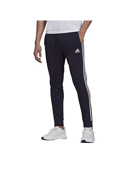 adidas Men's Essentials Fleece Tapered Cuff 3-Stripes Pants