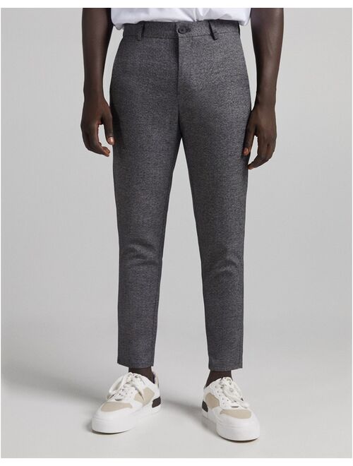 Bershka smart skinny pants in gray texture