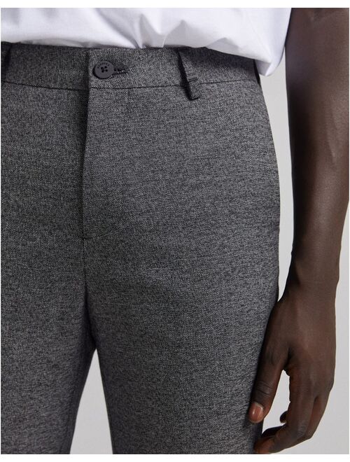 Bershka smart skinny pants in gray texture