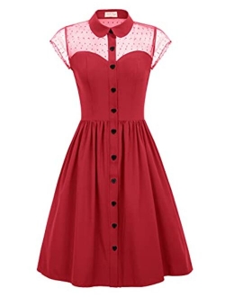 Women's 1950s Polka Dots Vintage Swing Dresses with Pockets