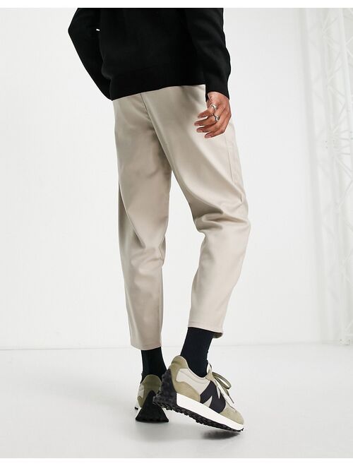 Bershka loose fit formal pants in beige