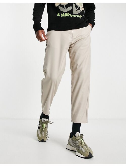 Bershka loose fit formal pants in beige