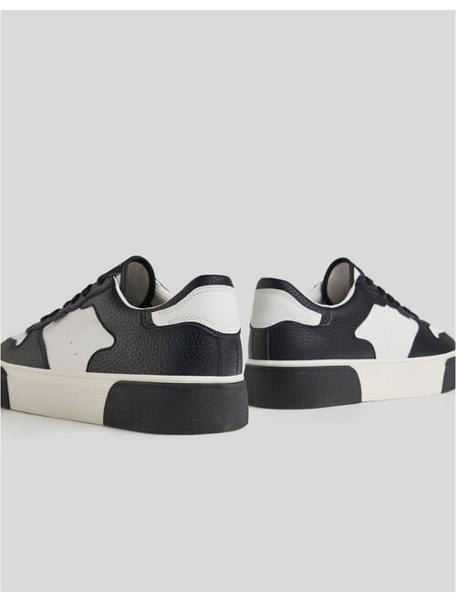 Bershka sneakers in white with silver and black contrasts