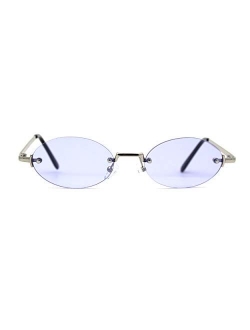 Hippie Pimp Color Lens Oval Rimless Retro Funky Sunglasses